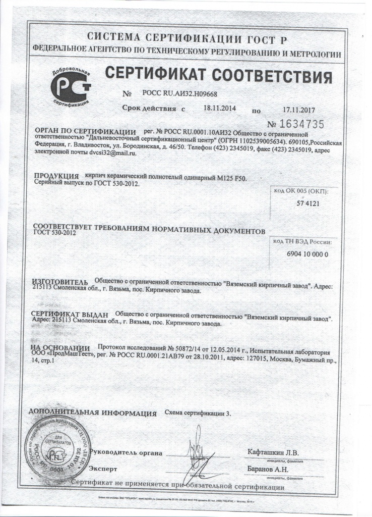 Сертификат М125 F50